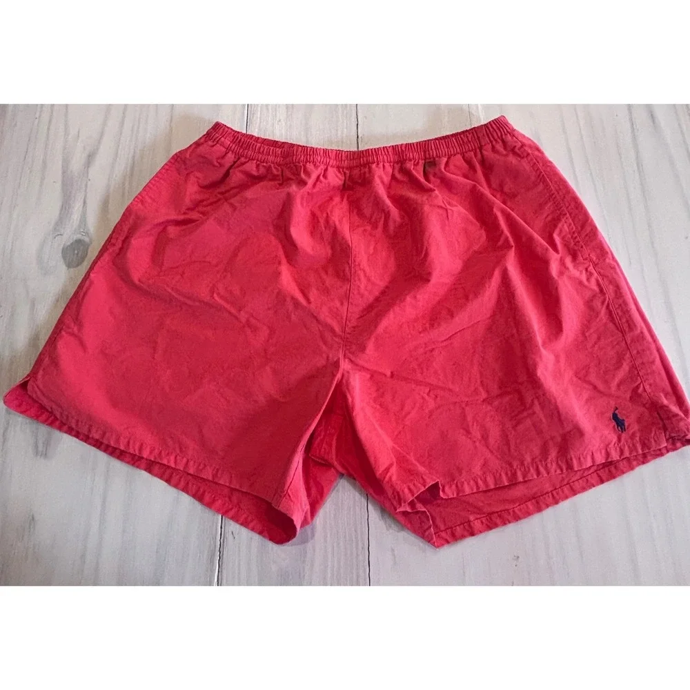 Polo Ralph Lauren Mens XL Red Swim Trunks Cotton Nylon Mesh Lined Pony Logo